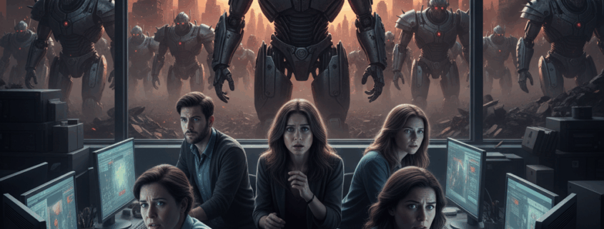 dystopiakuva tekoälystä ja roboteista