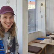 Karri Salo kahvilassa Helsingin Kalliossa